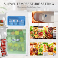 HOMCOM Mini-réfrigérateur double porte avec congélateur, réfrigérateur compact 3.2 pi³ avec étagère réglable, thermostat réglable