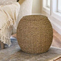 Table d'appoint avec panier de rangement en osier tressé à la main Household Essentials - 17,0 L x 17,0 l x 19,0 H