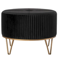 Tabouret pouf rond en velours surélevé avec base dorée épingle à cheveux