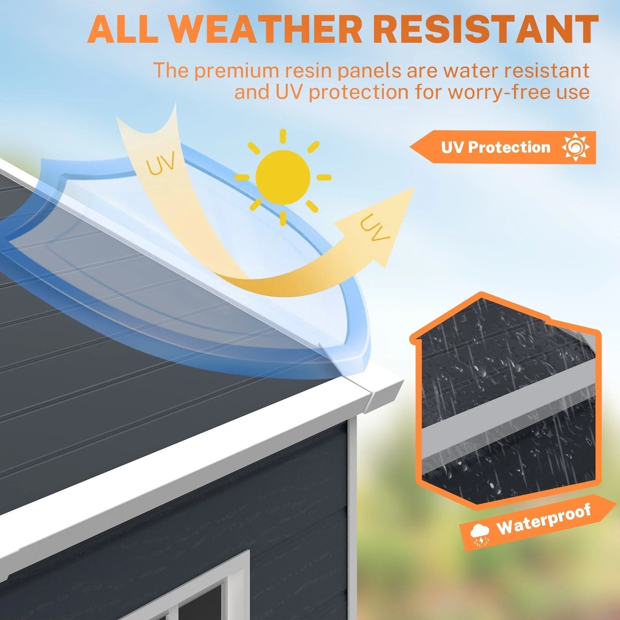 Abri de rangement extérieur en résine tout temps 6 pi x 4 pi/6 pi x 8 pi/8 pi x 6 pi/8 pi x 10 pi avec plancher, abri à outils Spire