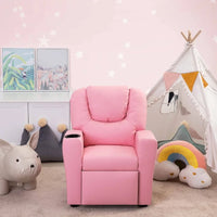 Fauteuil inclinable pour enfants en PVC avec fonction d'inclinaison par poussée, porte-gobelet et repose-pieds confortable