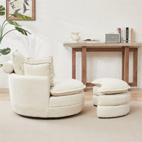 Fauteuil pivotant surdimensionné avec pouf de rangement lune et 4 oreillers