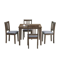 Ensemble Table et Chaises de Salle à Manger Carrée en Bois, Table à Manger Décontractée avec 4 Chaises de Salle à Manger Rembourrées pour Coin Repas de Cuisine