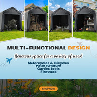 Abri de rangement extérieur et auvent carport : abri portable pour vélos, motos et rangement de jardin