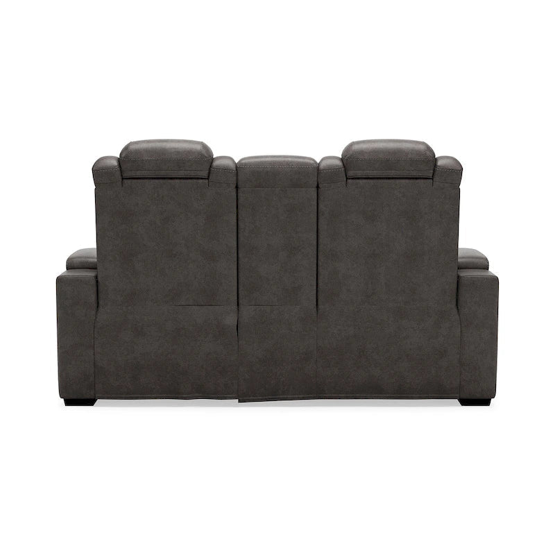 Signature Design by Ashley HyllMont Causeuse inclinable électrique grise avec console - 71.75 L x 39 P x 44 H