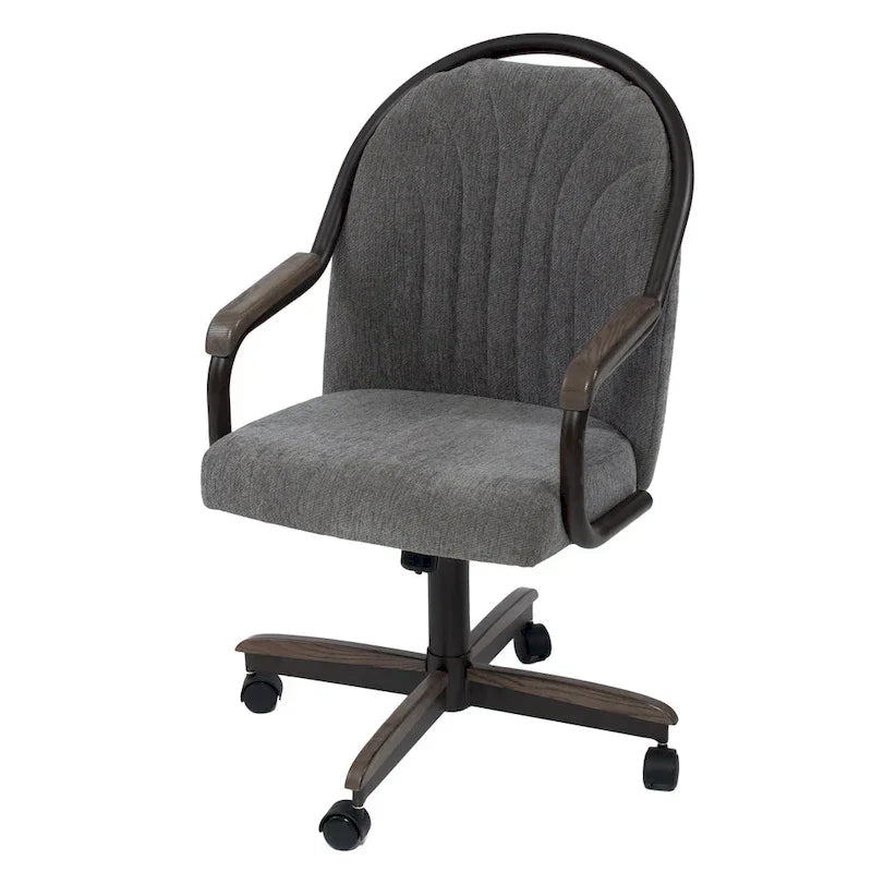 Chaise pivotante et inclinable à roulettes avec coussin pour salle à manger décontractée