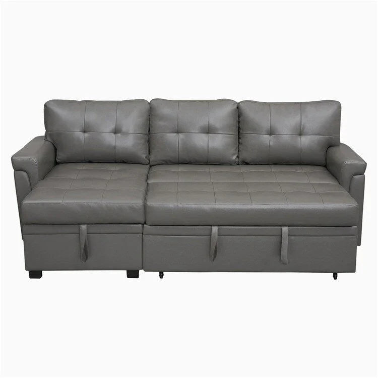 Canapé sectionnel convertible réversible avec lit escamotable, méridienne de rangement dissimulée et pieds durables