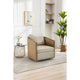 Fauteuil pivotant, fauteuil d'appoint rond confortable, fauteuil club pivotant à 360 degrés, fauteuil de loisirs avec cadre en rotin tressé