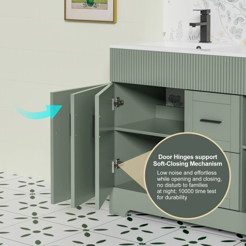 Wavy Line Ensemble meuble-lavabo de salle de bain 30/36/48 avec vasque & robinet