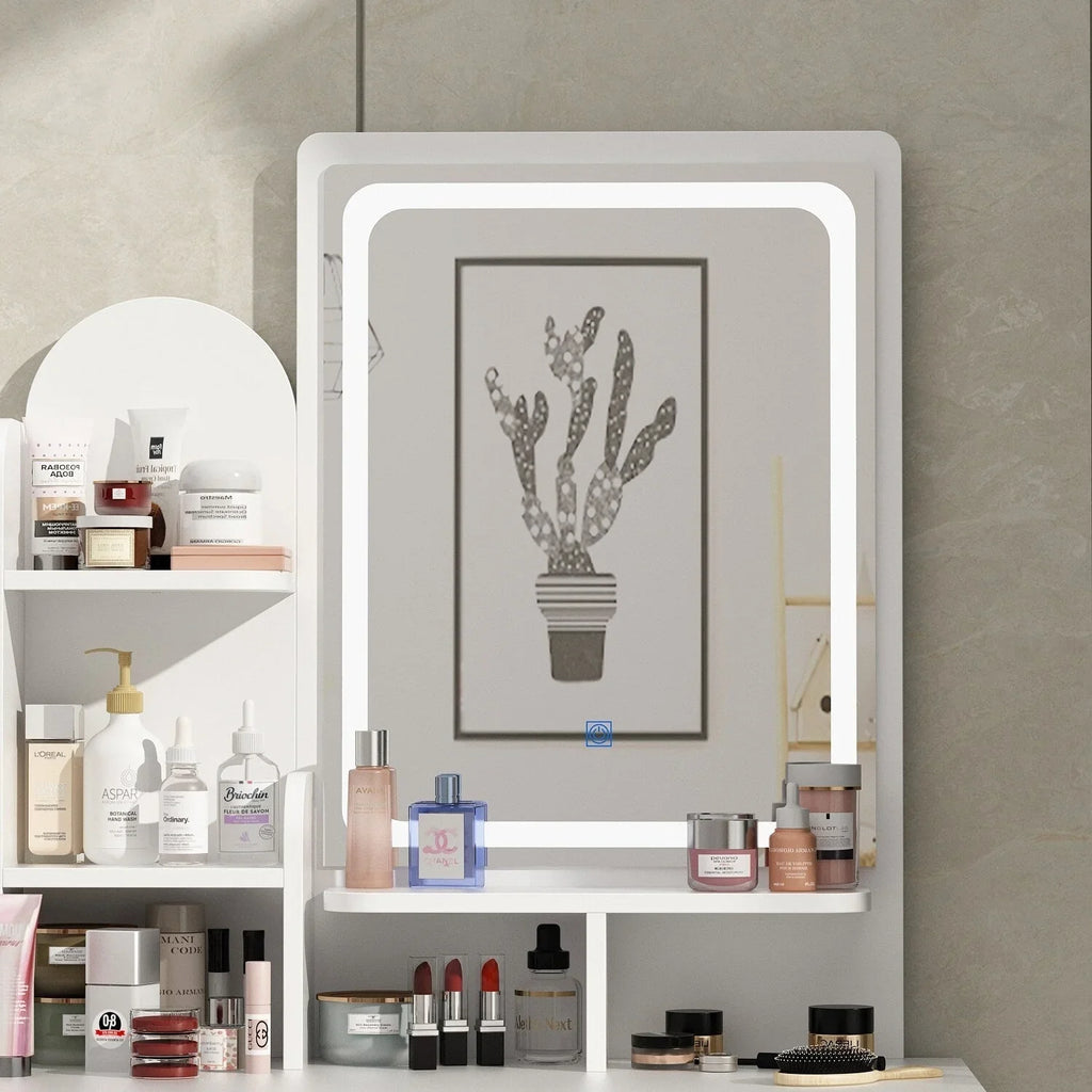 Ensemble coiffeuse table de maquillage avec lumière LED & miroir & tabouret