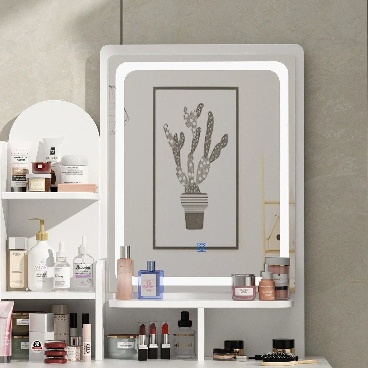 Ensemble coiffeuse table de maquillage avec lumière LED & miroir & tabouret