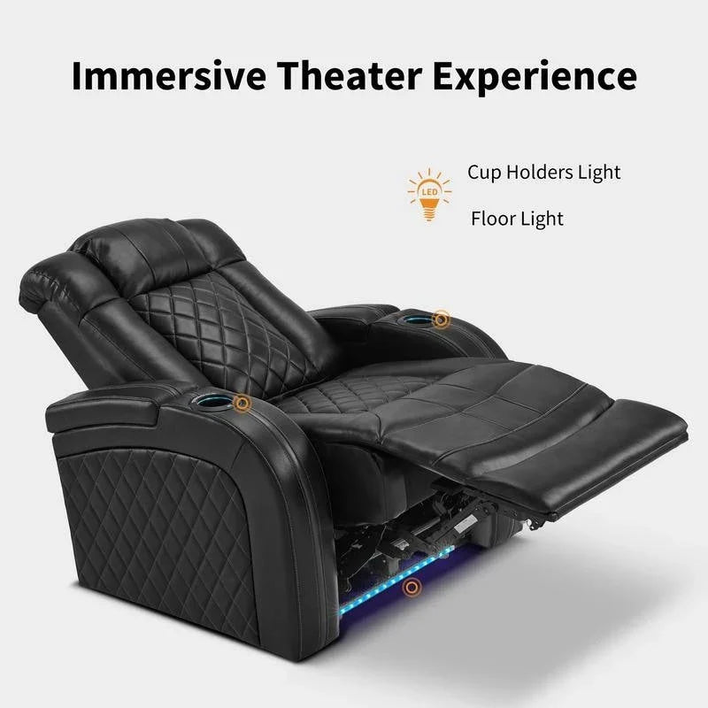 MCombo Fauteuil inclinable électrique avec appui-tête réglable, siège de home cinéma double moteur avec port USB, cuir respirant HTS411