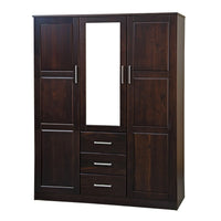 Palace Imports Armoire-penderie Cosmo 3 portes 100% bois massif avec portes en bois massif ou miroir