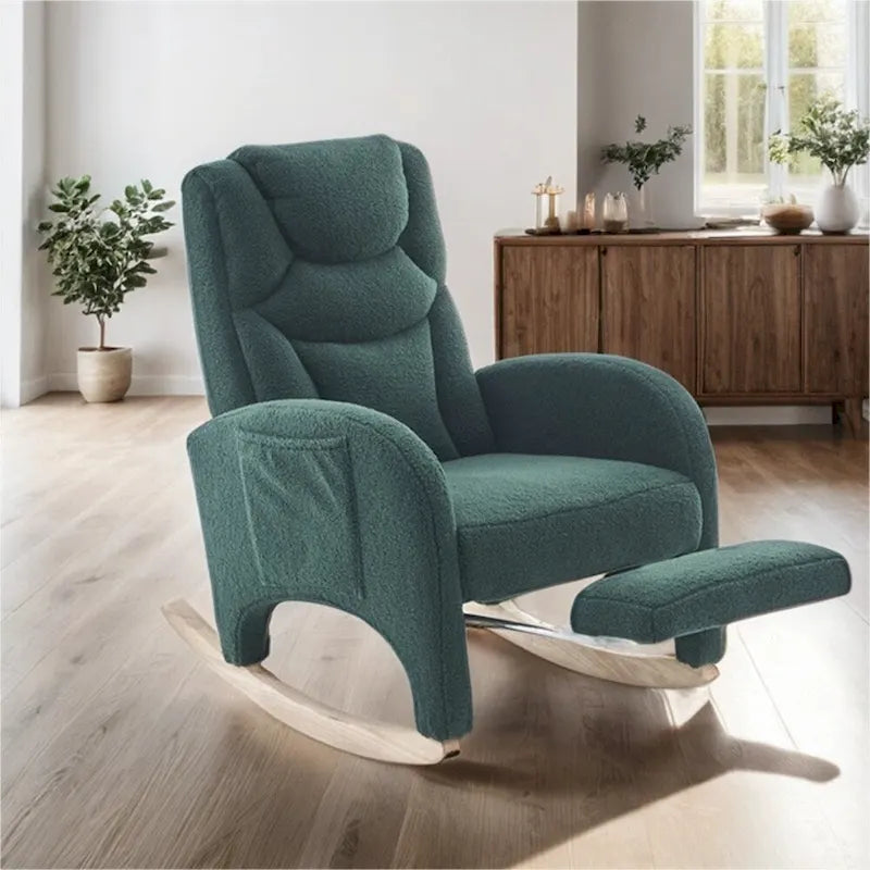 Fauteuil à Bascule d'Allaitement Ergonomique en Tissu avec Repose-Pieds Réglable