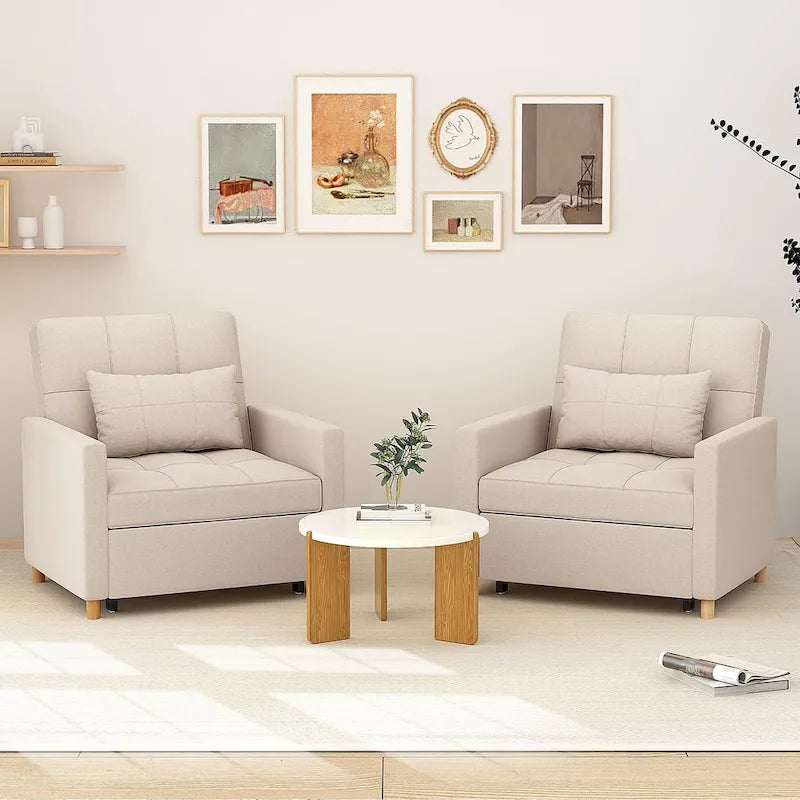 AECOJOY - Fauteuil convertible 3 en 1 avec coussin et dossier inclinable