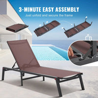 Chaises longues d'extérieur, chaises longues de patio en aluminium avec 5 positions réglables, chaises longues de piscine pliantes inclinables