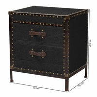Table d'appoint/Malle de rangement en toile effet vieilli Laura