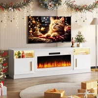 Bossin Meuble TV avec foyer 70 avec foyer électrique 36, meuble TV pour téléviseurs jusqu'à 80, LED 16 couleurs/meuble de divertissement