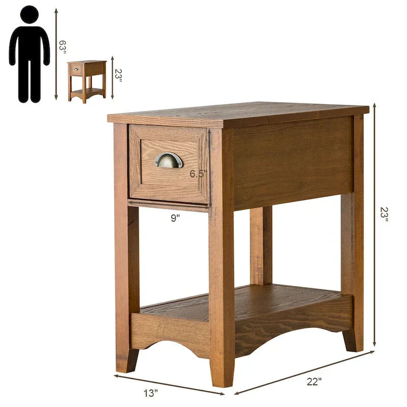 Ensemble de 2 tables d'appoint contemporaines compactes Gymax avec tiroir - 13 X 22 X 23 (L X l X H)