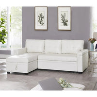 Canapé sectionnel convertible réversible avec lit escamotable, méridienne de rangement dissimulée et pieds durables