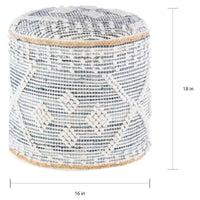 Pouf cylindrique en jean bohème Sibille de 45,7 cm