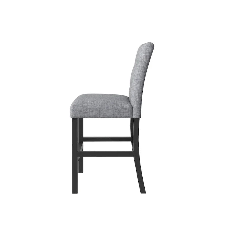 Ensemble de salle à manger hauteur comptoir 5 pièces, ensemble table à manger en bois avec table rectangulaire et 4 chaises rembourrées à dossier haut