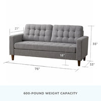 Canapé Brookside Brynn 76 po. avec accoudoirs carrés en similicuir/velours/tissu
