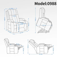 Fauteuil inclinable releveur électrique Lazy Boy, fauteuil de massage moderne à moteur unique avec chauffage lombaire, port de chargement USB, porte-gobelets