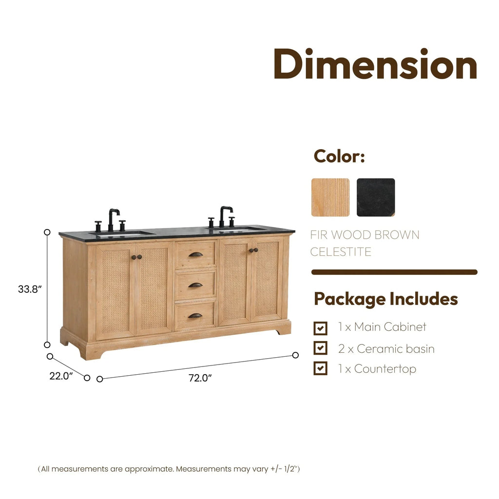Hervas Meuble-lavabo avec dessus en marbre naturel sans miroir