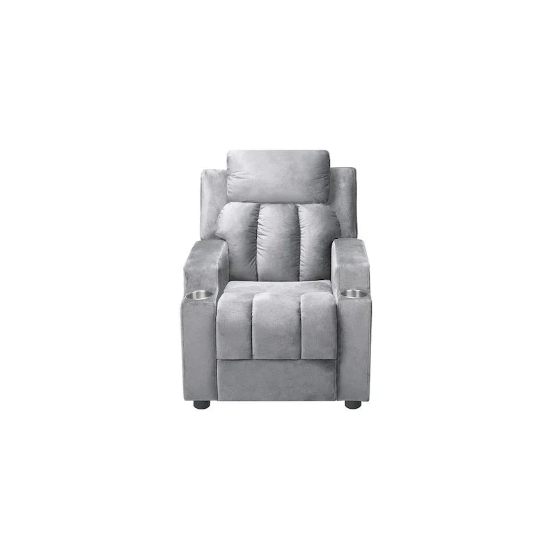Fauteuil inclinable de luxe pour enfants avec repose-pieds, appuie-tête et 2 porte-gobelets, en microfibre, pour les enfants de 3 ans et plus