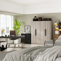 Armoire moderne autoportante en bois massif avec étagères de rangement