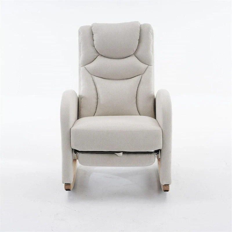 Fauteuil à Bascule d'Allaitement Ergonomique en Tissu avec Repose-Pieds Réglable