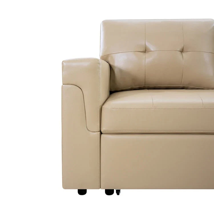 Canapé sectionnel convertible réversible avec lit escamotable, méridienne de rangement dissimulée et pieds durables