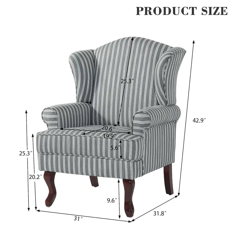 Lot de 2 fauteuils d'appoint à oreilles traditionnels rembourrés