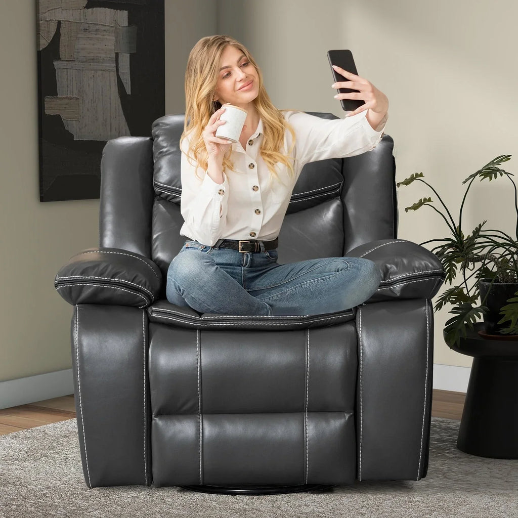 Fauteuil inclinable de massage et chaleur en cuir durable à assise large