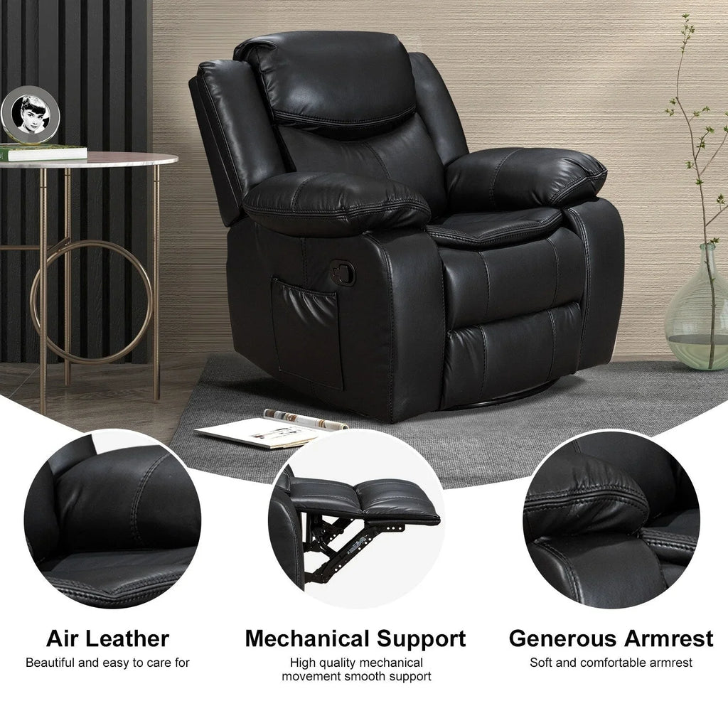 Fauteuil inclinable de massage et chaleur en cuir durable à assise large