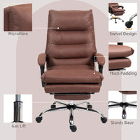 Vinsetto Chaise de bureau de massage inclinable chauffante à vibration en microfibre