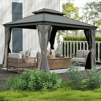 Gazebo with a galvanized steel hardtop and drainage gutters
