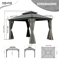 Gazebo with a galvanized steel hardtop and drainage gutters