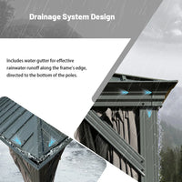 Gazebo with a galvanized steel hardtop and drainage gutters
