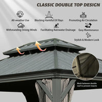 Gazebo with a galvanized steel hardtop and drainage gutters