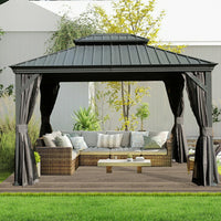 Gazebo with a galvanized steel hardtop and drainage gutters