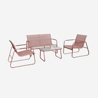 Noto Salon de jardin acier 4 places Pink