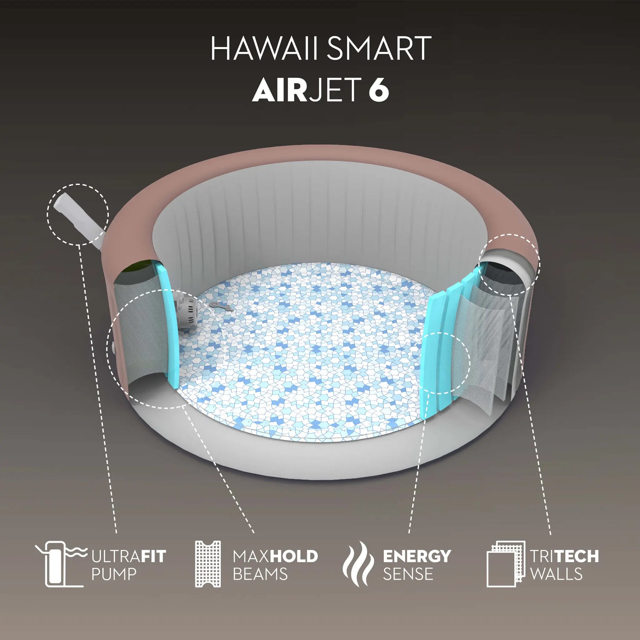 Jacuzzi gonflable Bestway Lay-Z-Spa AirJet Hawaii pour 4 à 6 personnes